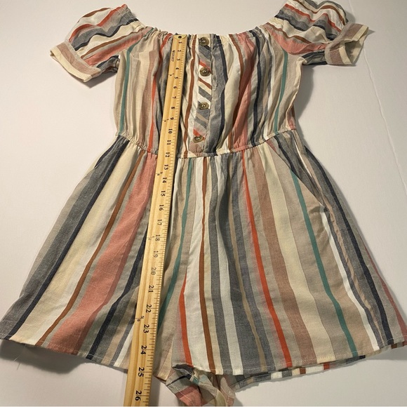 Hint of Blush Striped Cotton Blend Short-Sleeve Romper - Picture 11 of 11